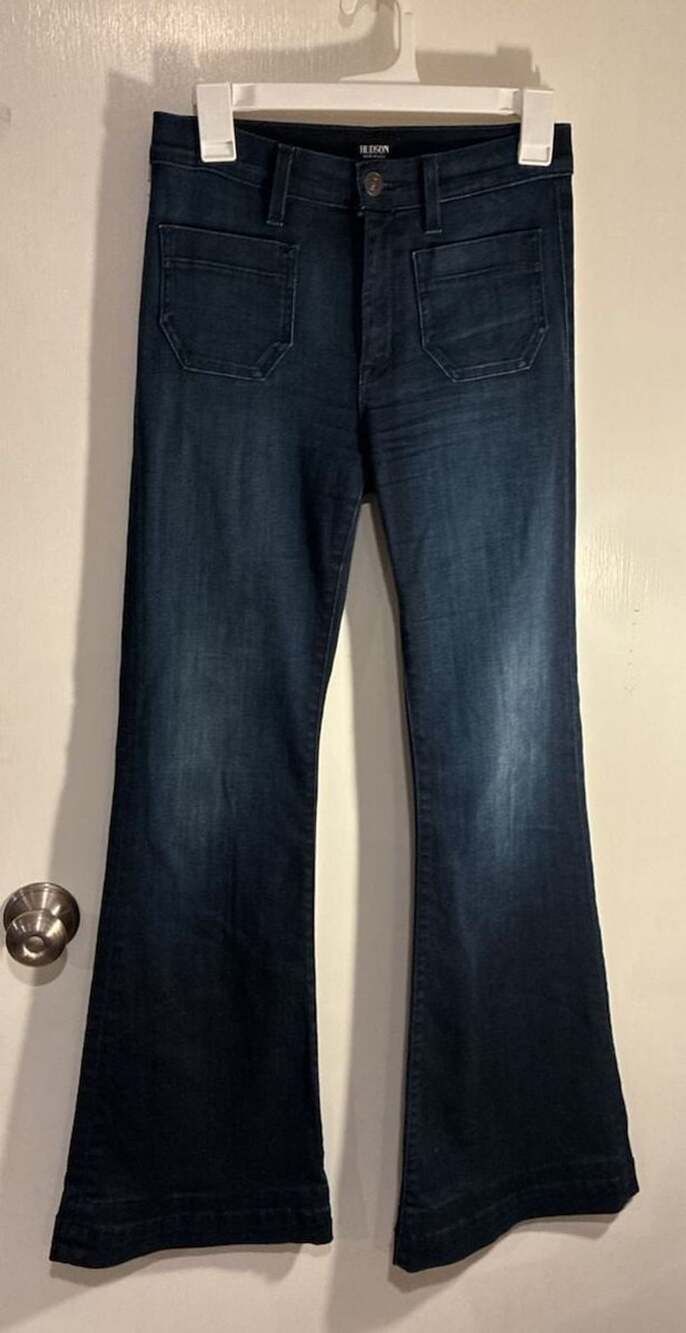 Hudson Mid Rise Dark Wash Flare Jeans, Size 26
